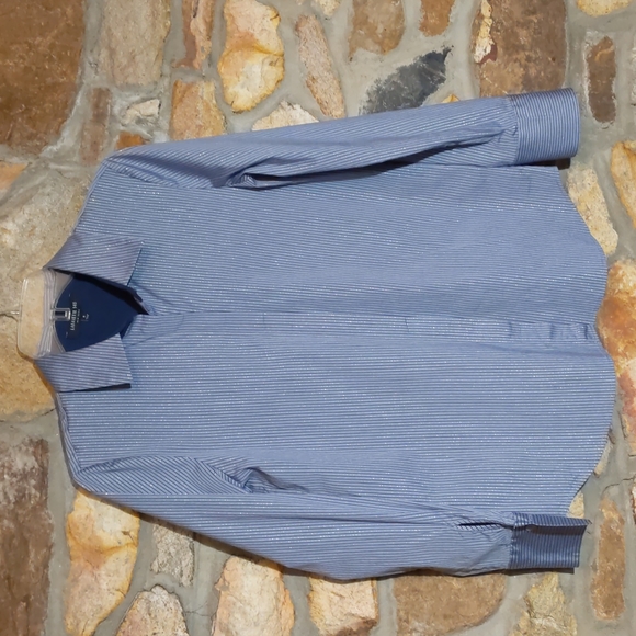 Lafayette 148 Gray Phaedra Metallic Striped Blouse - Picture 3 of 11